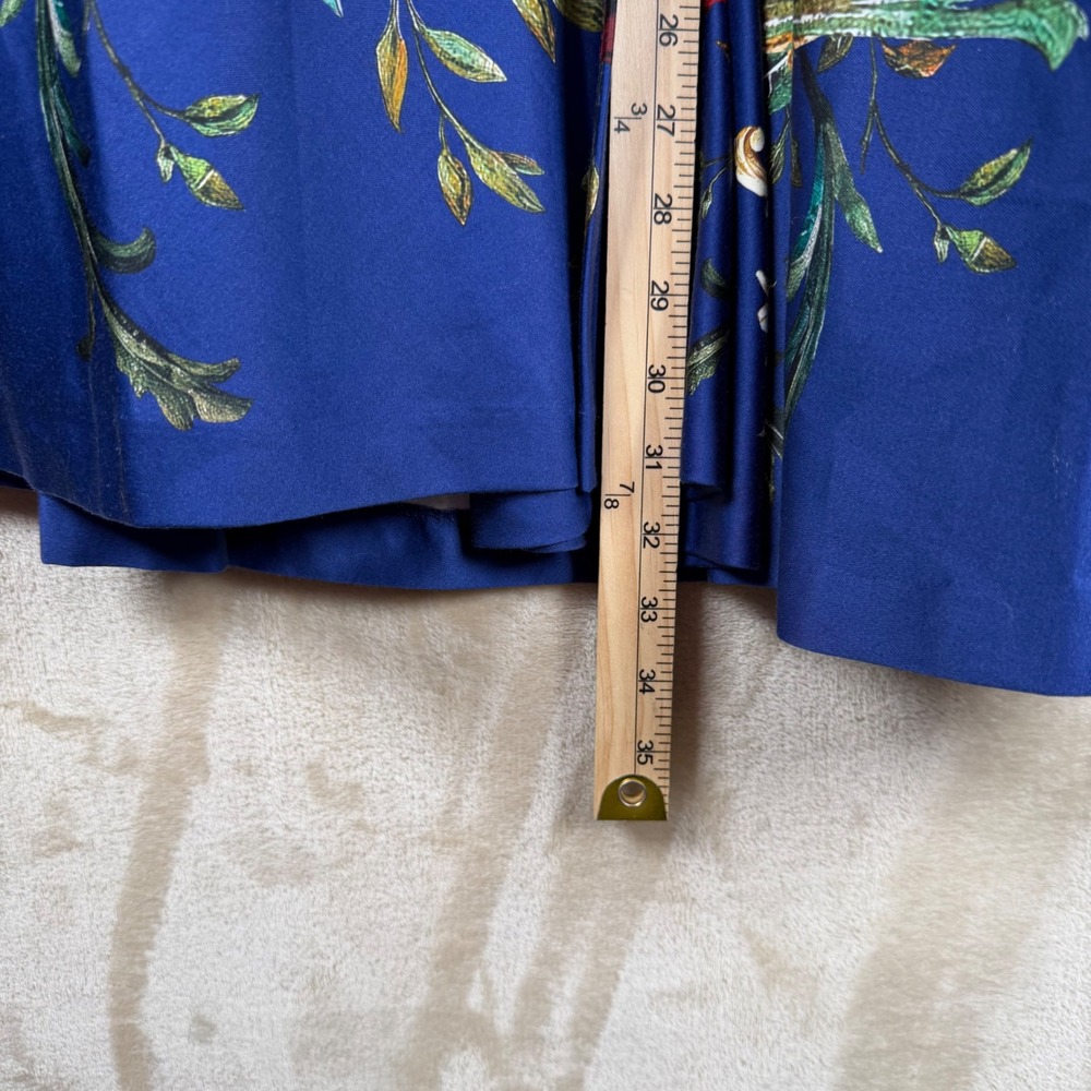 Alice + Olivia Nilda Midi Skirt Size 4 Blue Floral Baroque Print High Waist Full - Picture 11 of 11